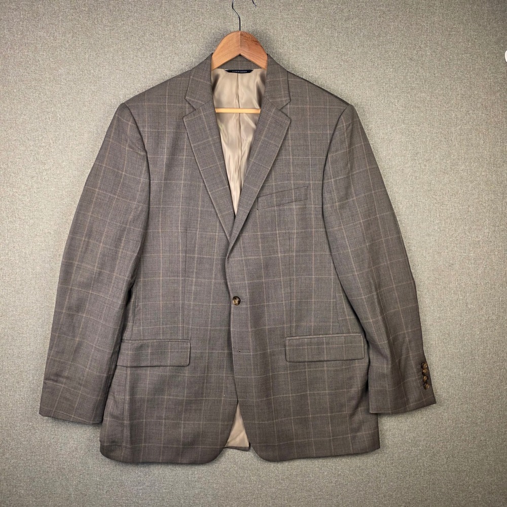 Ralph Lauren Mens Brown Glen Plaid 100% Wool Natural Stretch Blazer Sport Coat